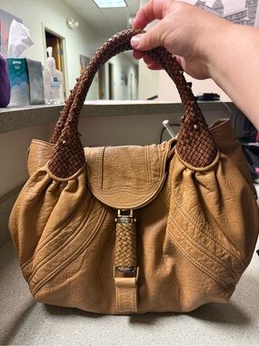 Authentic Vintage Fendi Tan Leather Spy Bag